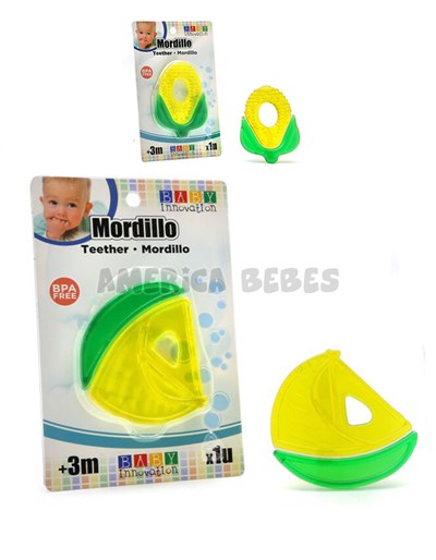 Mordillo Barco- Maiz. +3m. Liquido anticongelante. Textura rugosa.  Baby Innovation.