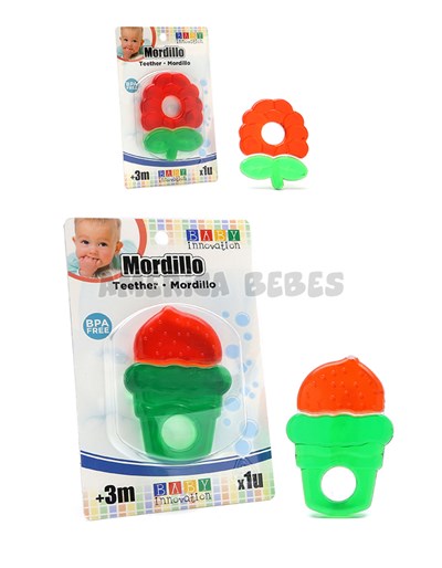 Mordillo Frambuesa- Helado. +3m. Liquido anticongelante. Textura rugosa. Baby Innovation.