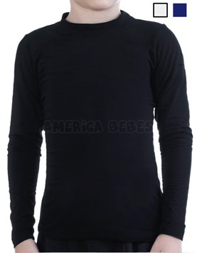 Camiseta termica microfibra niños M/L. Elastizada. Colores: Negro-Blanco-Azul. Narocca.