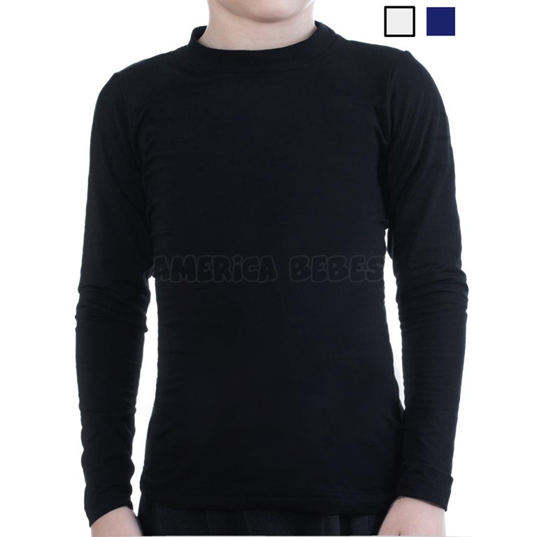 Camiseta termica microfibra niños M/L. Elastizada. Colores: Negro-Blanco-Azul. Narocca.