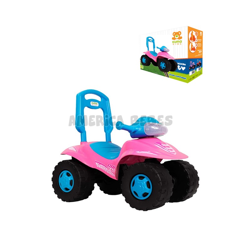 Cuatriciclo ATV ROSA andarín y caminador construido en plástico resistente. + 12 meses. Kuma Kids.