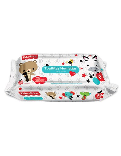 Toallitas humedas bebe x96U. Apertura Sticker. Fisher Price.