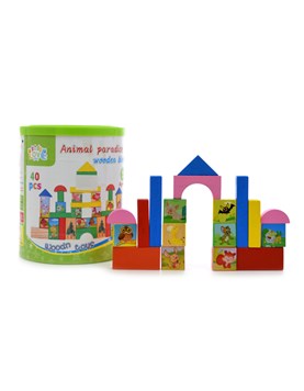 BALDE DE BLOQUES ANIMALES 40 PCS 18 X 15CM