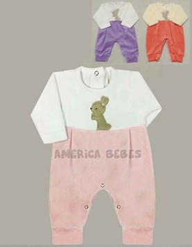 Enterito con pie en interlock liso combinado con estampa central colores unisex,nena y varon dreams