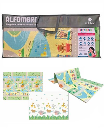 ALFOMBRA PISO PLEGABLE INFANTIL REVERSIBLE 160X180X1 RAINBOWN
