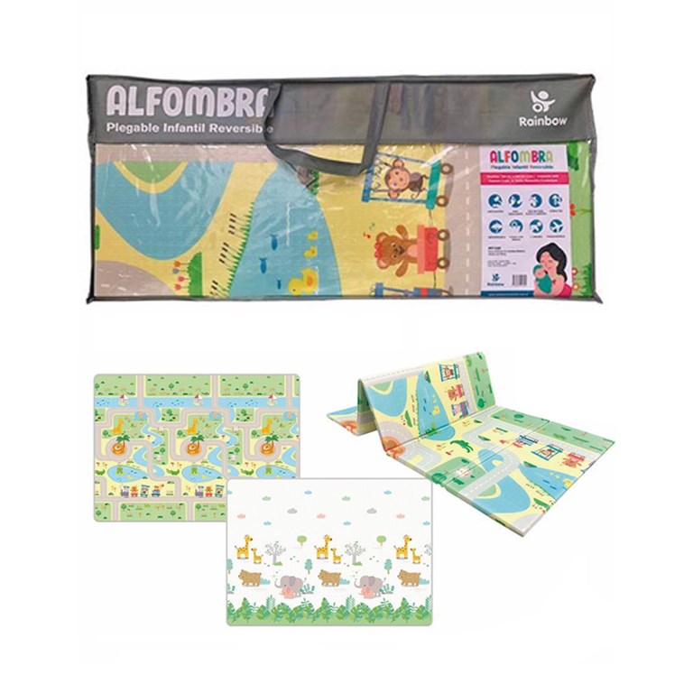 Alfombra piso Plegable infantil Reversible 160X180X1. Rainbow - America