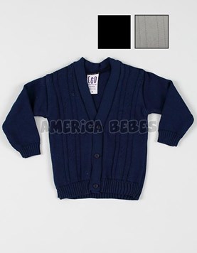 Cardigan bebe tejido c/torzadas. Colores: Beige-Azul-Negro. CEO.