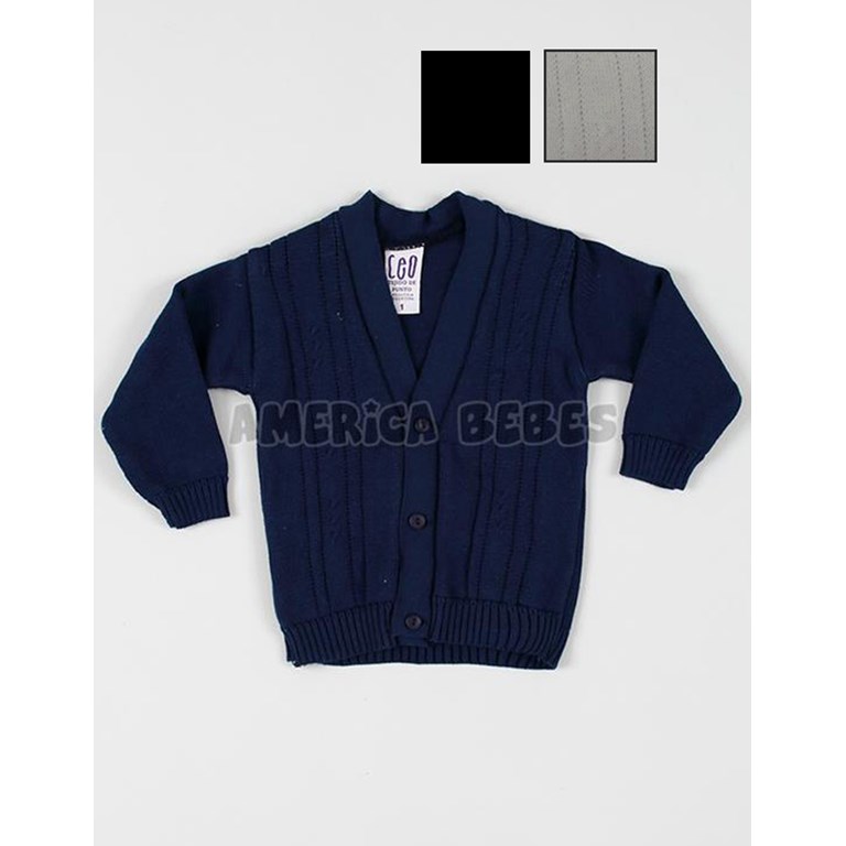 Cardigan bebe tejido c/torzadas. Colores: Beige-Azul-Negro. CEO. - Ahora tambien talles de niño: (6/8/10/12)