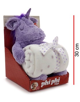 Manta con unicornio en caja 30cm. Dos colores. Phi Phi Toys