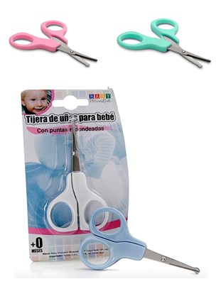Tijera corta-uñas con puntas redondeadas que no lastiman los deditos del bebé durante su uso. Colores surtidos. Baby Innovation.