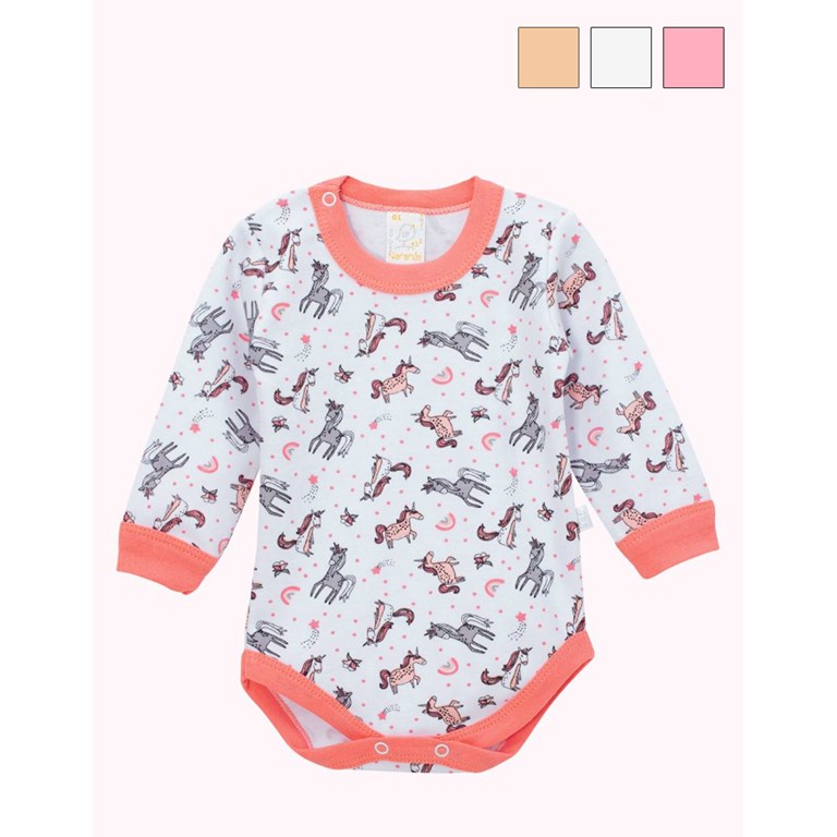 Body Frances con Broche ESTAMPADO. Colores surtidos. Naranjo.