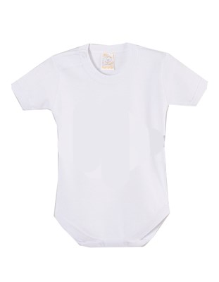 Body Liso bebe con broche M/C BLANCO. Naranjo.