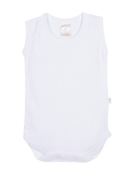 Body Liso bebe sin mangas blanco. Naranjo.