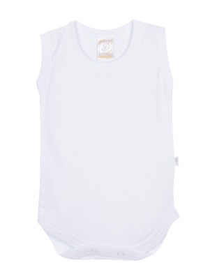 Body  Liso bebe sin mangas blanco. Naranjo.