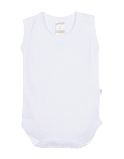 Body  Liso bebe sin mangas blanco. Naranjo.