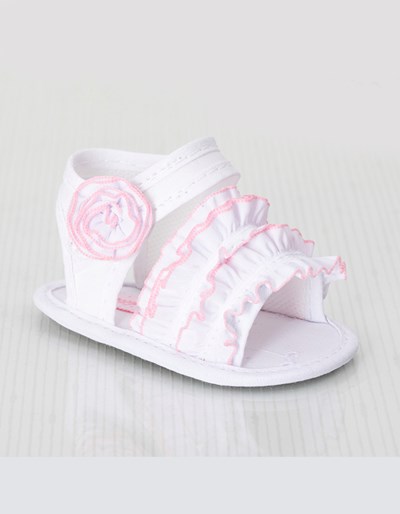 SANDALIA PARA BEBA BLANCA ESTAMPADO  APLIQUE FLORES COCOCO. GORDITOO