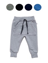 Pantaloncito bebe rustico con lycra bolsillo canguro. Colores surtidos. Baby Skin