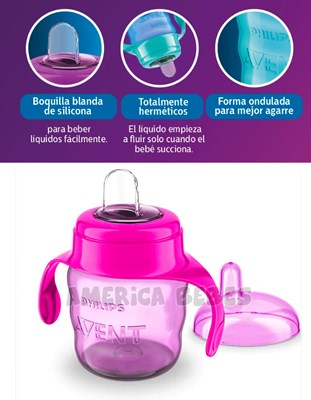 Vaso nena con boquilla blanda para beber cómodamente 200ML 6M+. Avent Philips.