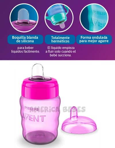 vaso nena con boquilla blanda para beber cómodamente 260ML 9m+. Avent Philips.