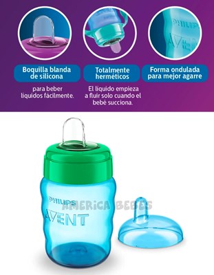 PROMO 10% OFF Vaso nene con boquilla blanda para beber cómodamente 260ML 9m+. Avent Philips.