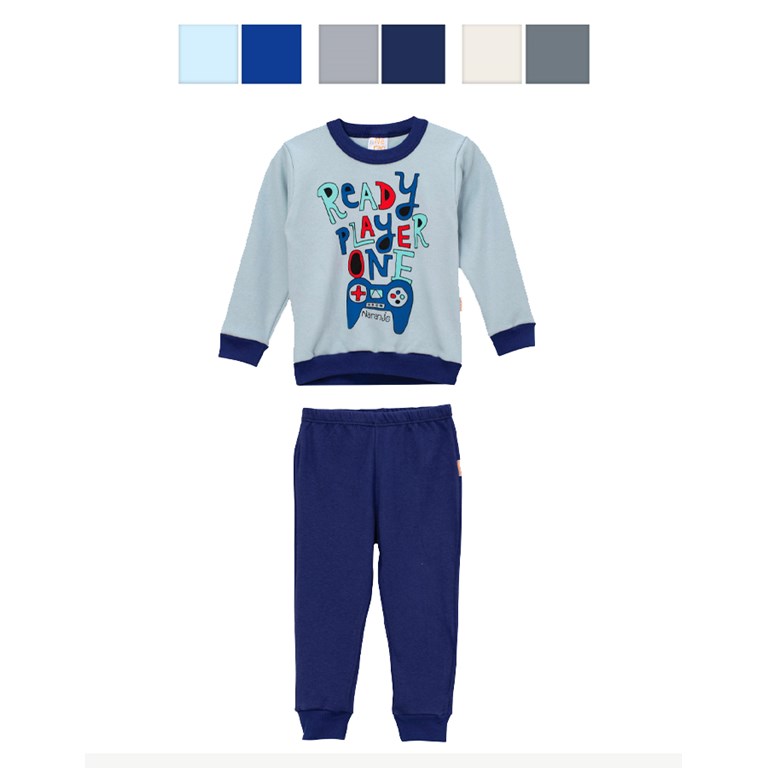 PIJAMA VARON M/L ESTAMP. COLORES SURTIDOS. NARANJO