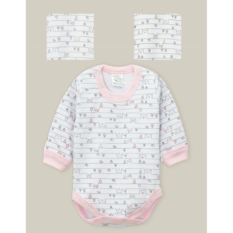 Body Frances con Broche estampado varon. Colores surtidos. Naranjo.