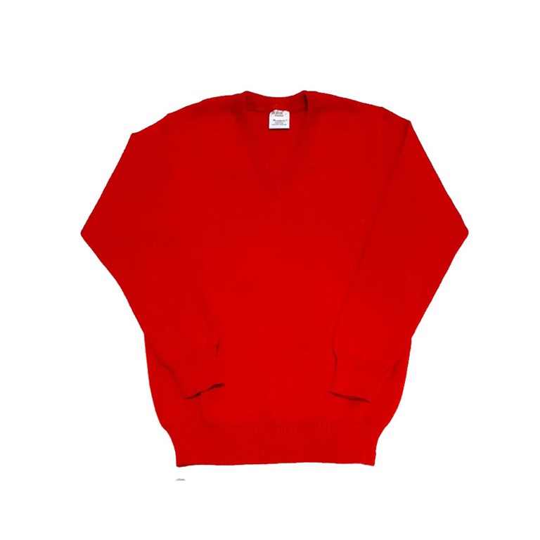 Pullover escote en V. ROJO.