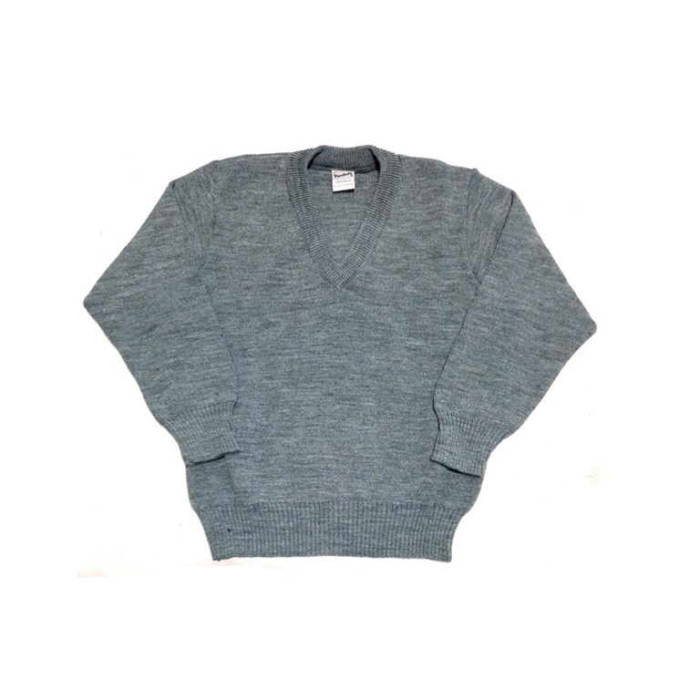 Pullover escote en V.  GRIS.