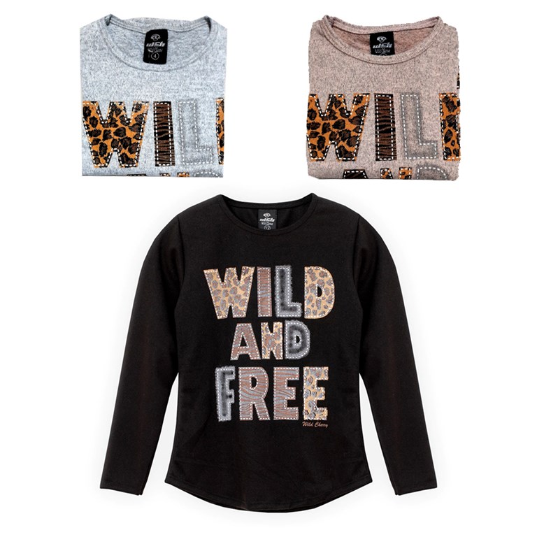 Remera M/L nena Wild and Free. Colores surtidos. Wild Cherry