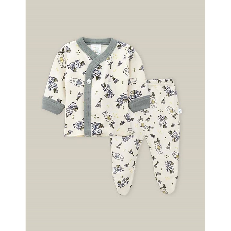 Conjunto Batita y Medio osito ESTAMPADO Naranjo.