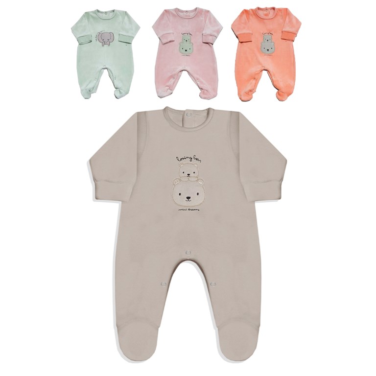 Enterito de Bebe plush con Pie Estampado. Colores surtidos. Dreams