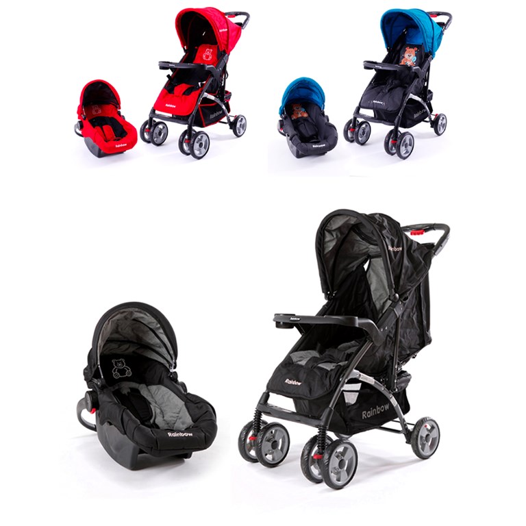 COCHE BEBÉ TRAVEL SISTEM CON BUTACA APTO VEHÍCULO, PLEGABLE, TRES POSICIONES RECLINABLE, RAINBOW