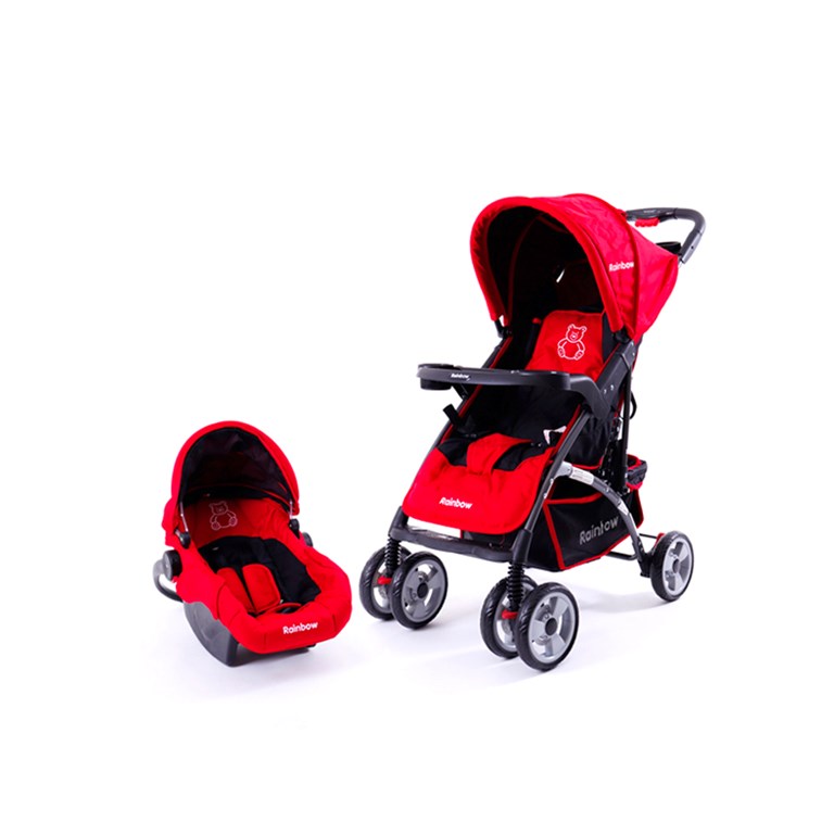 COCHE BEBÉ TRAVEL SISTEM CON BUTACA APTO VEHÍCULO, PLEGABLE, TRES POSICIONES RECLINABLE, RAINBOW