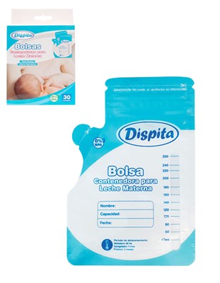 BOLSA CONTENEDORA LECHE X30U P/LECHE MATERNA. DISPITA