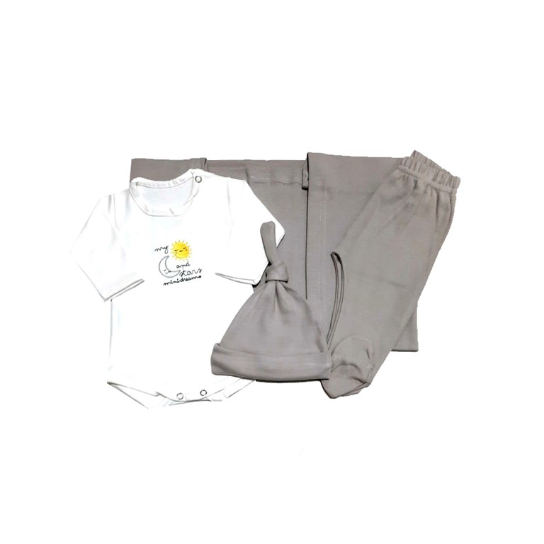 SET CAJA 4 PIEZAS BODY BORDADO CON MANTA RANITA Y GORRO ALGODON DREAMS