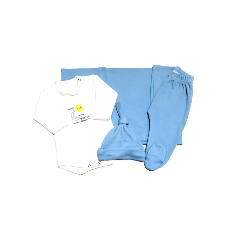 SET CAJA 4 PIEZAS BODY BORDADO CON MANTA RANITA Y GORRO ALGODON DREAMS