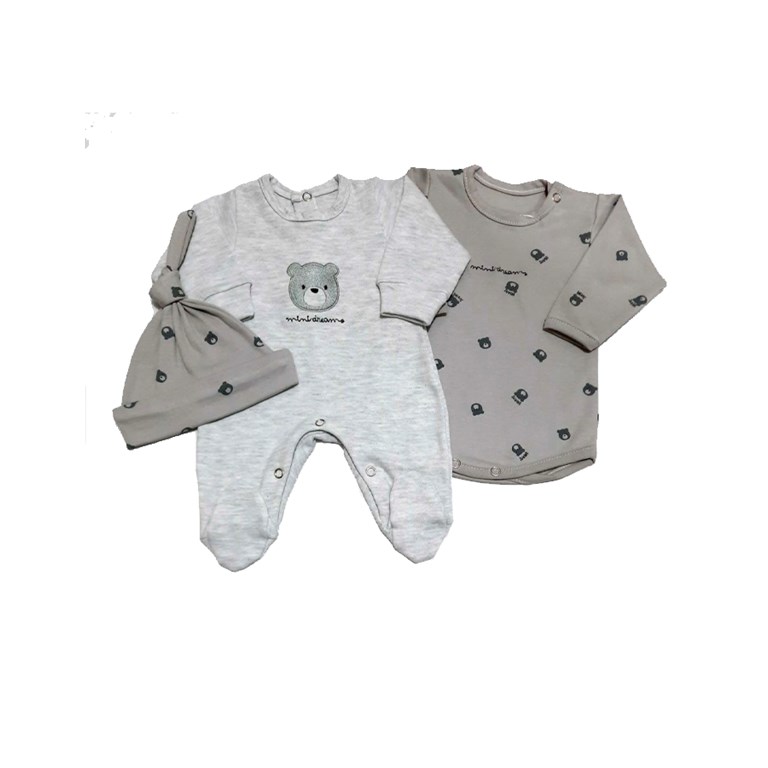SET CAJA 4 PIEZAS BODY ESTAMPADO RANITA CAMPERITA Y GORRO DREAMS