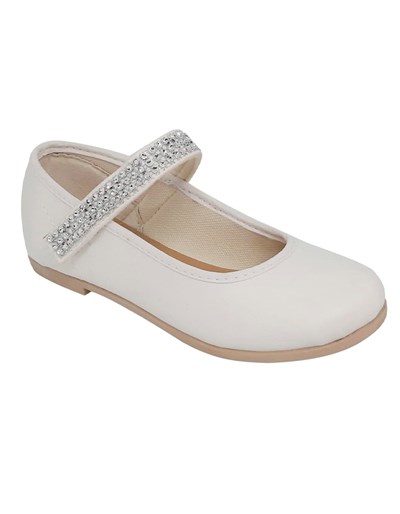 ZAPATO C/TIRA BRILLOS COMUNION BLANCO