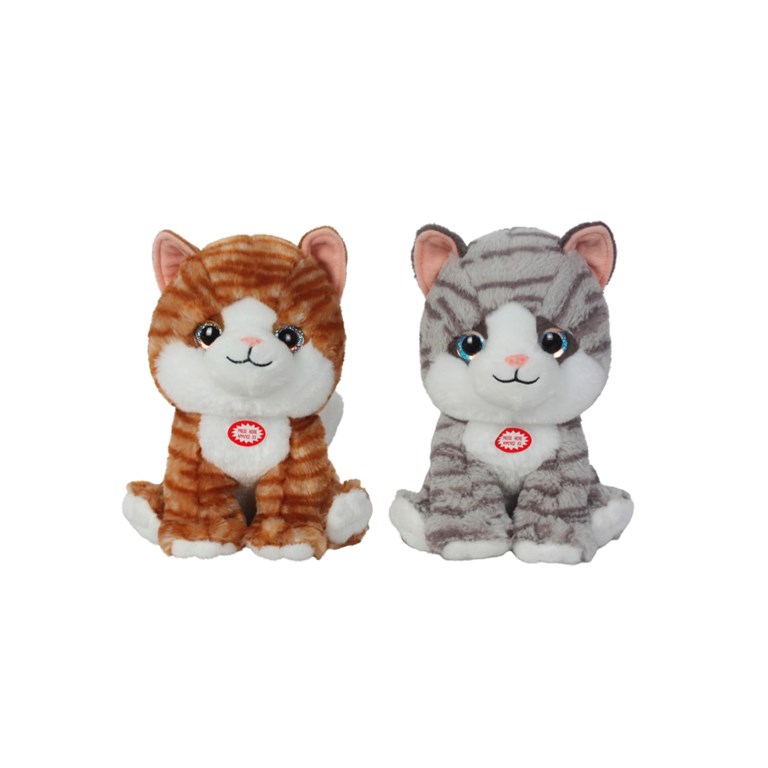 GATO SENTADO PELUCHE 10.5' CON SONIDO.WOODY TOYS
