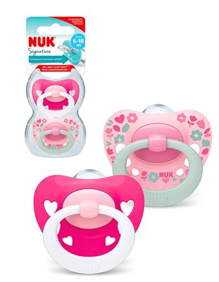 SET X2 CHUPETES  FUSCIA SILICONA SIGNATURE 6-18 NUK