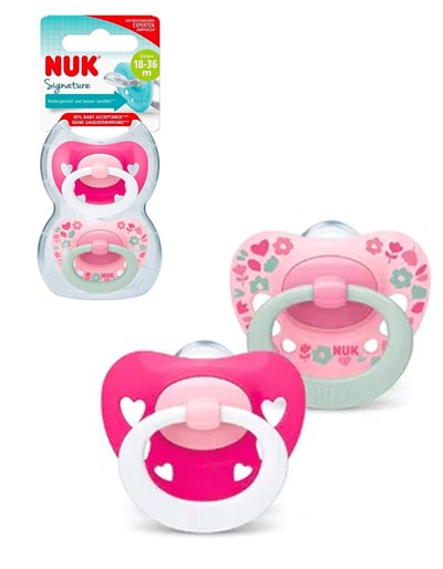 SET x2 CHUPETES  FUSCIA SILICONA SIGNATURE 18-36. NUK