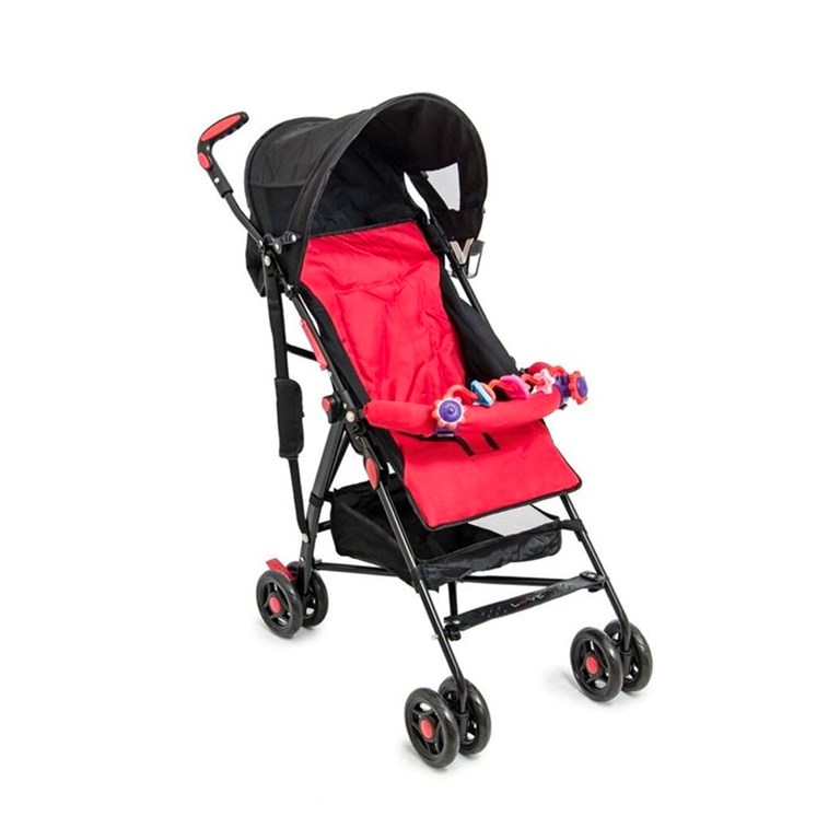 Cochecito paraguitas tap Love. • Coche paragüitas LOVE. • Sistema TAP: Para plegado práctico. • Múltiples posiciones con gancho mariposa. • Manija fija. • Con apoya vaso. • Con amplio canasto para gua