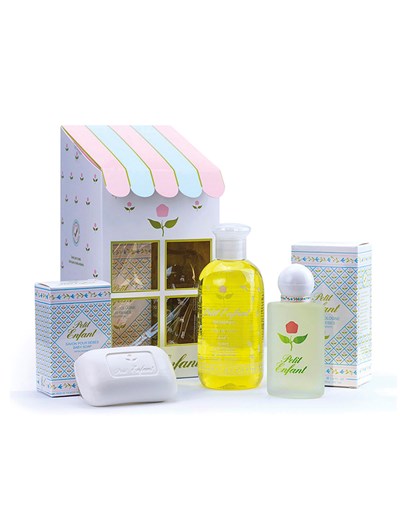 Estuche casita 0 a 1. Shampoo x240ml, Agua Azahar x60ml, Jabon con glicerina x100gr. Petit Enfant.