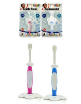 Masajeador bucal. 2° denticion Cepillo de silicona con cerdas extra suaves y tope de seguridad,para la primer etapa de dentición. Baby Innovation.