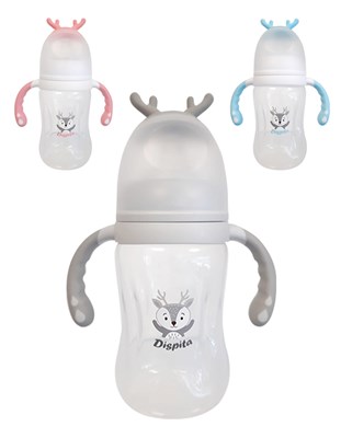 MAMADERA DE BOCA ANCHA RENO CON TETINA DE SILICONAS Y AGARRE ANTIDESLIZANTE x 250 ML DISPITA