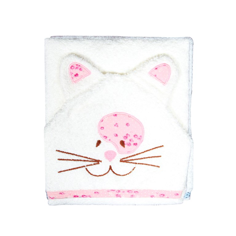 TOALLON CON CAPUCHA BORDADA PERRO GATO. PETIT BABY
