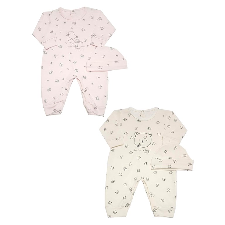Enterito bebe estampado flores con pie dibujos bordados nena y varon dreams