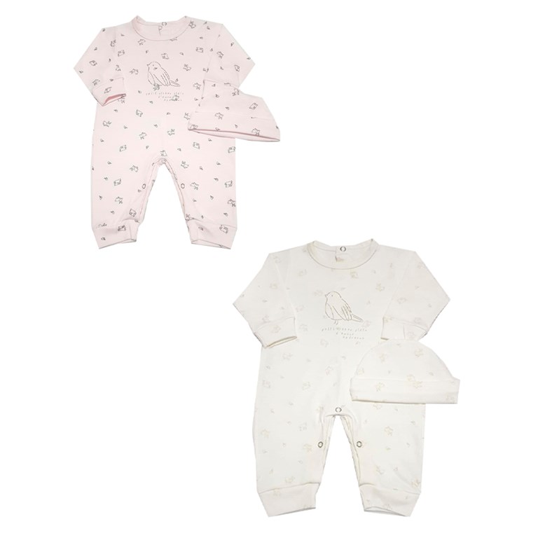 Enterito bebe estampado flores con pie dibujos bordados nena y varon dreams