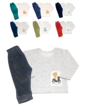 Conjunto de camiseta y pantalon combinados en interlock ciao bella beba dreams