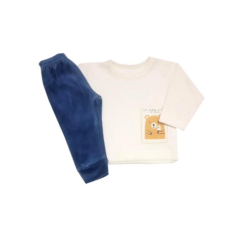 Conjunto de camiseta y pantalon combinados en interlock ciao bella beba dreams